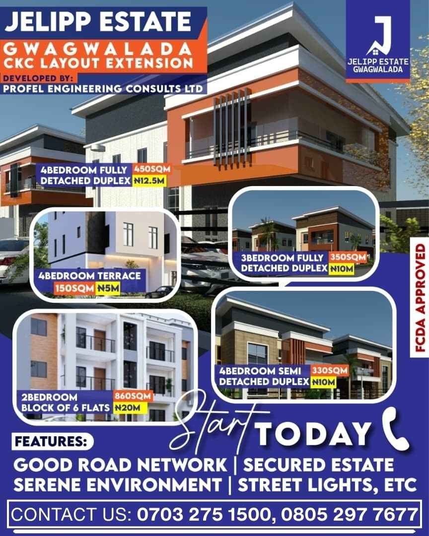 JELIPP ESTATE PLOT OF LAND FOR SALE (150 Sqm for a 4-Bedroom Terrace Duplex)
