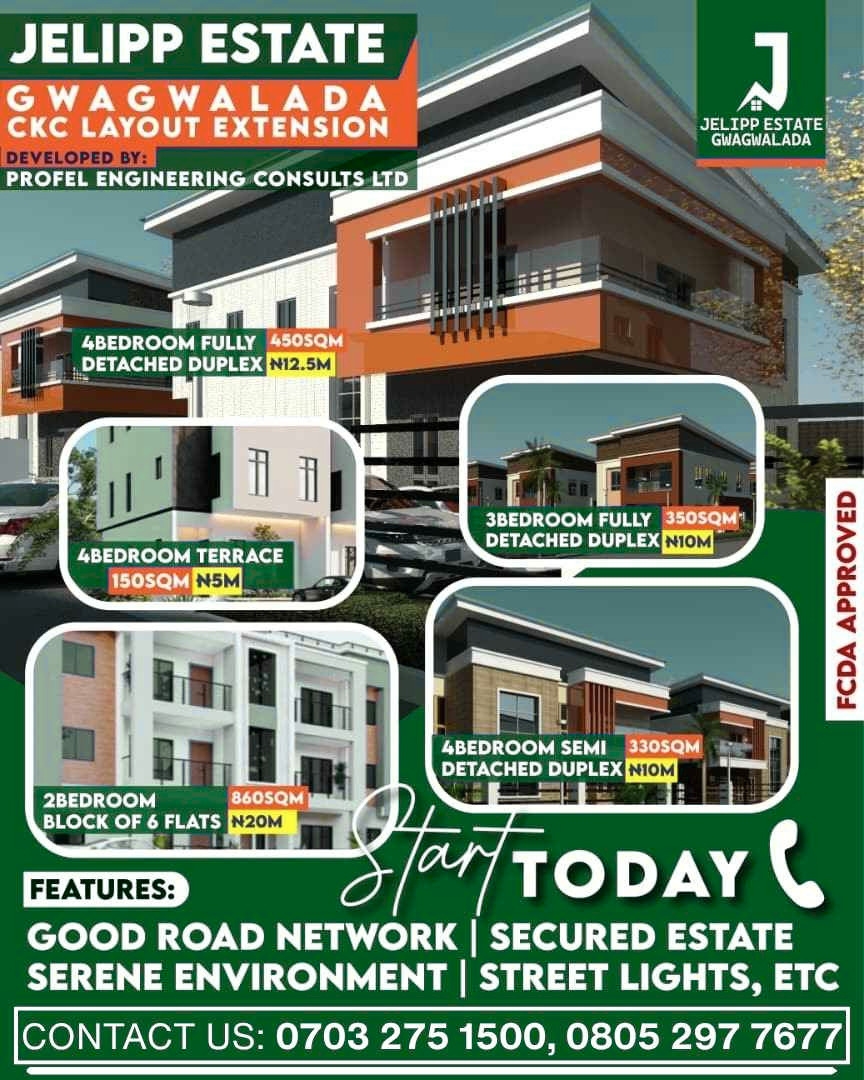 JELIPP ESTATE PLOT OF LAND FOR SALE (330 Sqm for a 4-Bedroom semi-detached duplex)