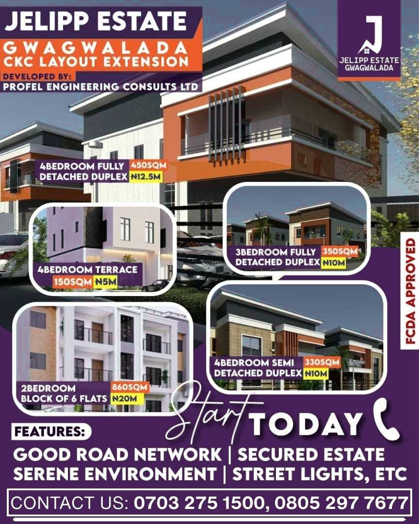 JELIPP ESTATE PLOT OF LAND FOR SALE (350 Sqm for a 3-Bedroom detached Duplex)