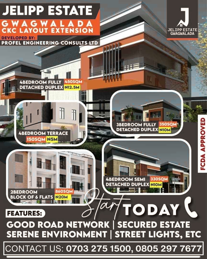 JELIPP ESTATE PLOT OF LAND FOR SALE (450 Sqm for a 4-Bedroom detached Duplex)