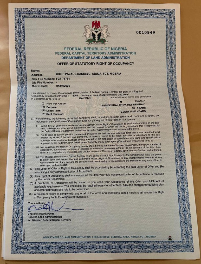 250.20 FRESH PLOT OF LAND FOR SALE AT Dakibiyu, plot No. 4063
